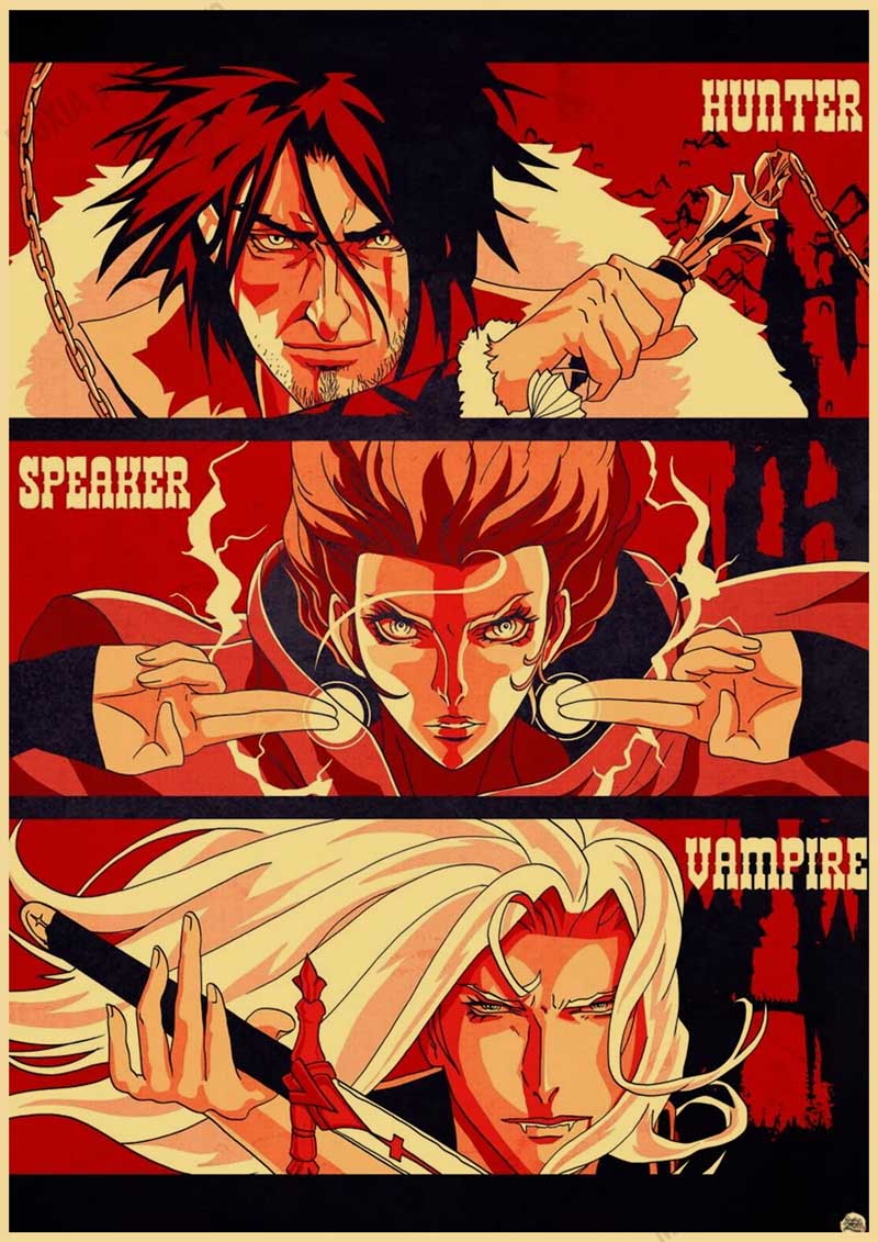 Anime Castlevania Vintage Posters Retro Kraft Paper Wall Art Painting Pictures for Home Decor Room Decoration 4 - Castlevania Merch