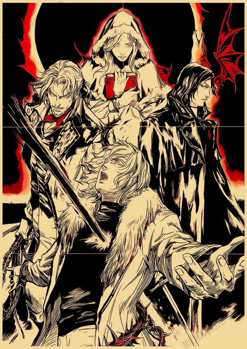 Anime Castlevania Vintage Posters Retro Kraft Paper Wall Art Painting Pictures for Home Decor Room Decoration 6 - Castlevania Merch