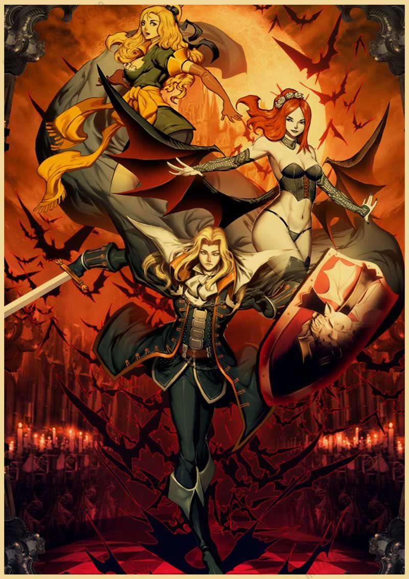 Anime Castlevania Vintage Posters Retro Kraft Paper Wall Art Painting Pictures for Home Decor Room Decoration - Castlevania Merch