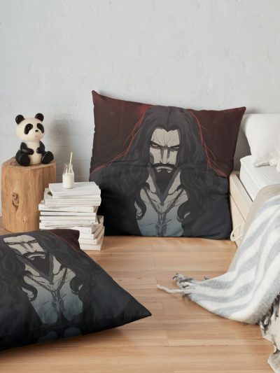 Netflix Castlevania Dracula Vampire Gothic Horror Castle Netflix Anime Throw Pillow Official Castlevania Merch