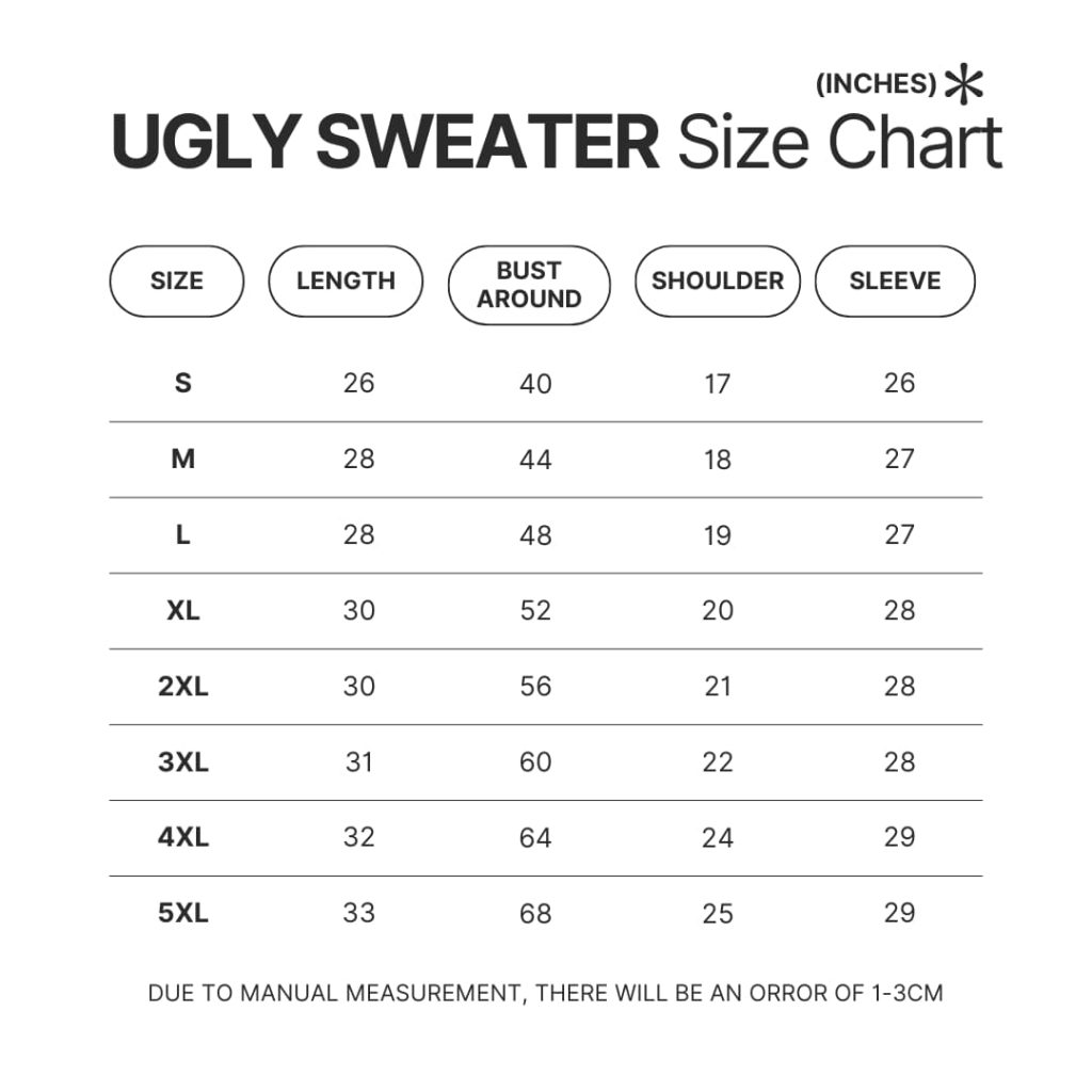 Ugly Sweater Size Chart - Castlevania Merch