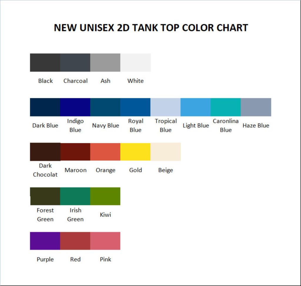 tank top color chart - Castlevania Merch